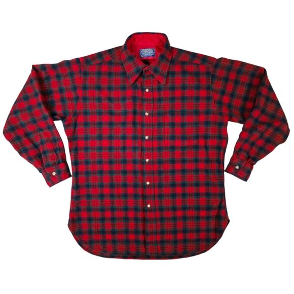 VINTAGE PENDLETON PLAID BUTTON UP FLANNEL SHIRT - Picture 1 of 7